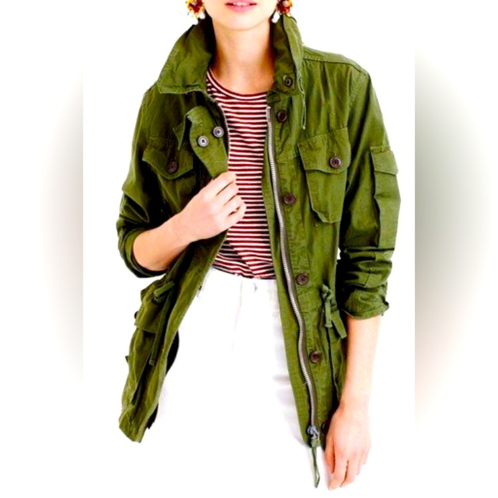 J Crew Mechanic Utility Jacket 100% Cotton Size Small Green